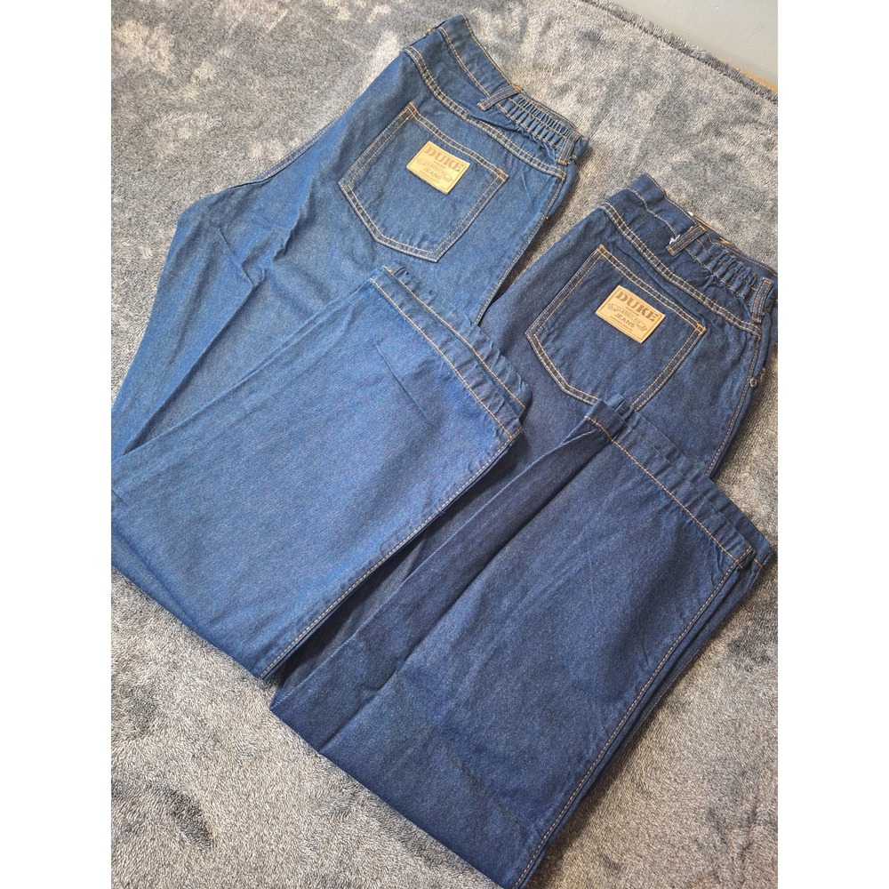 2 Pc Lot Duke‎ Hasband Elastic Waist Classic Jeans Mens 36M Blue Dk Wash Rodeo